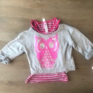 Beautees Sequin Owl Sweater Set -F6